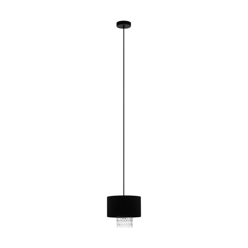 EGLO SAPUARA Black Fabric and Crystal Glass Pendant Light | 39977