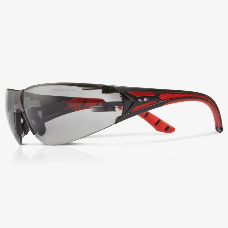 Riley Stream Red Safety Glasses  Grey Lens