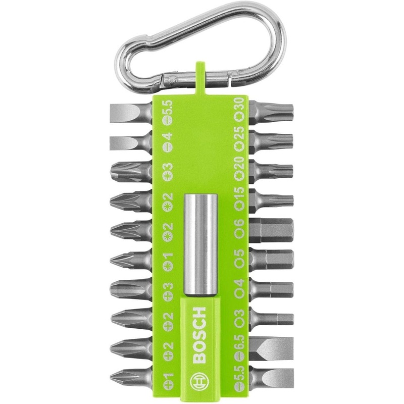 21pcs Screwdriver Bit Set with Snap-hook (green w. display)