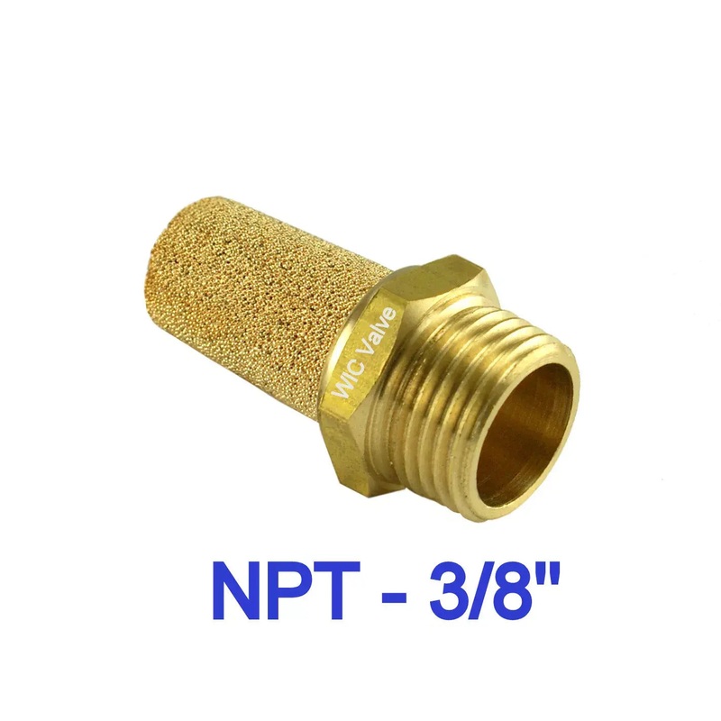 Brass Silencer Connector 3/8" NPT Pneumatic Exhaust Muffler Filter - Pack of 5