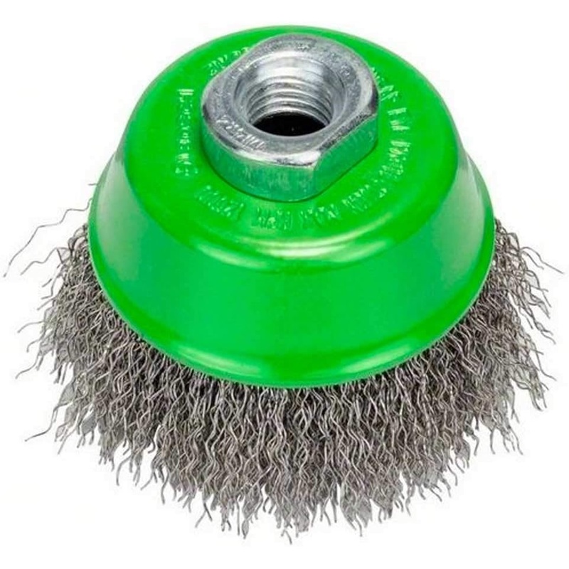 Cup Brush 75mm Crimped 0.3mm Clean for Inox M14
