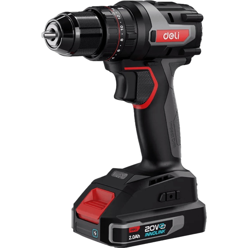 Deli DE-CZ20-2D2 20V Cordless Impact Drill with 2 Batteries