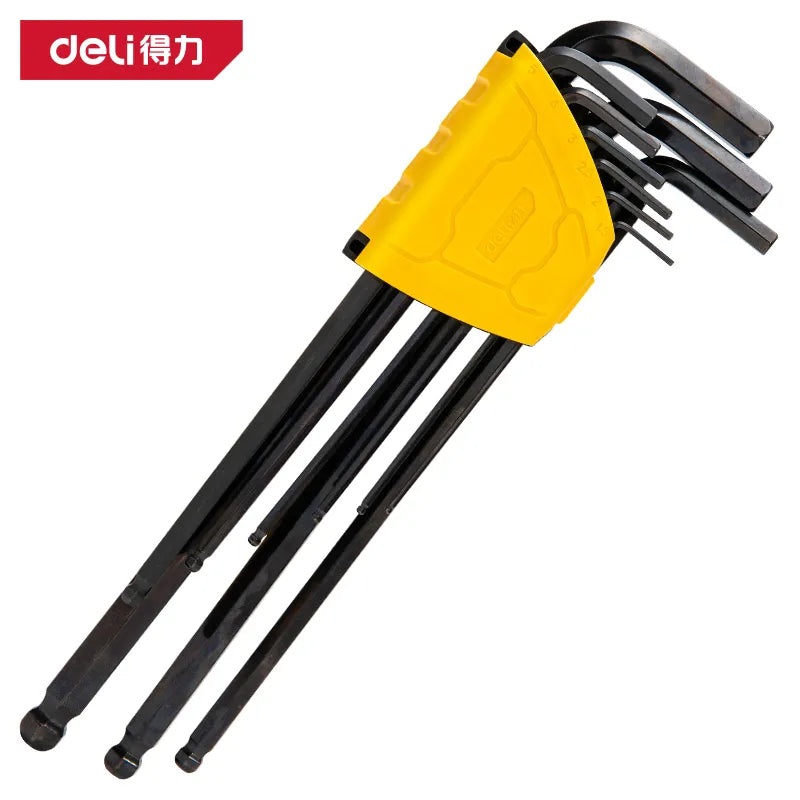 Deli Extra-Long Ball Head Hex Key Set, 9-Piece | DL232309H