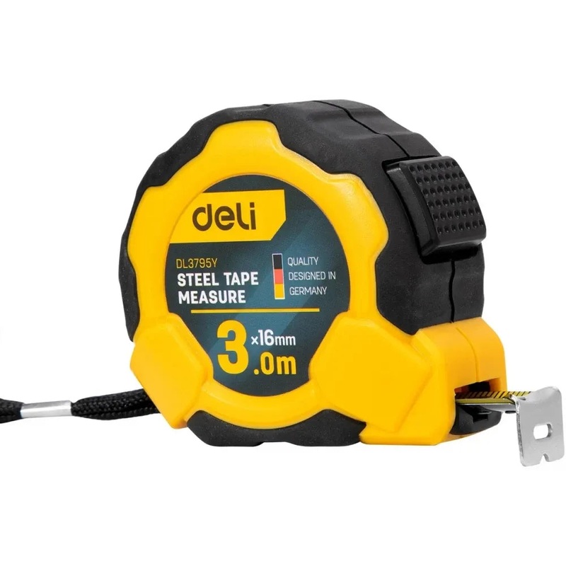 Deli Self-Locking Steel Tape Measure 3m x 16mm | DL3795Y
