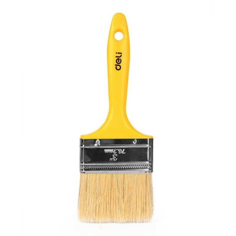 Deli Tools DL509113 Paint Brush - 3-Inch, Plastic Handle, Synthetic Fiber Bristles