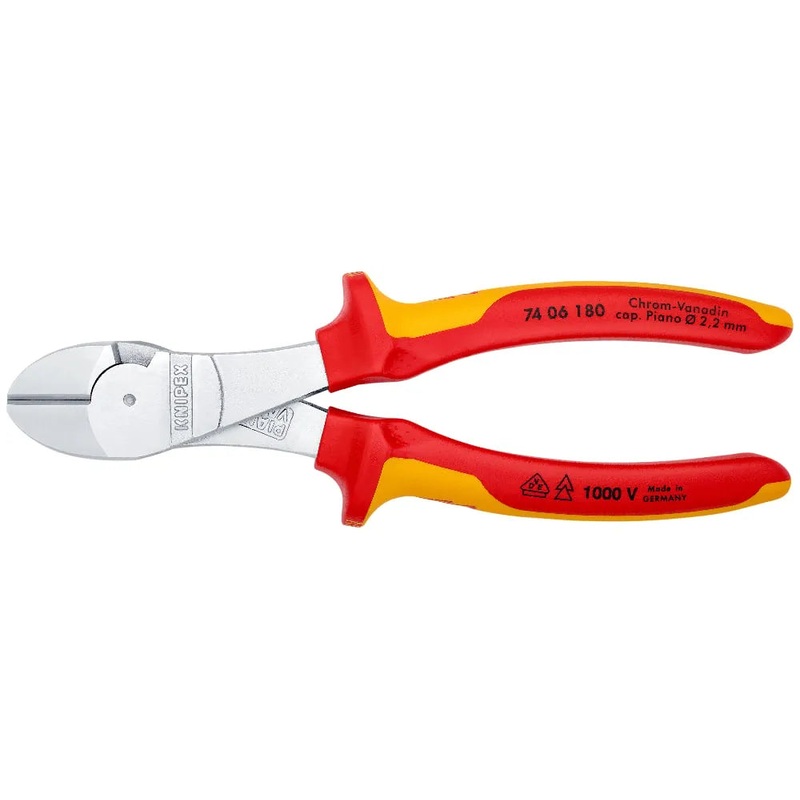KNIPEX High Leverage Diagonal Cutter with VDE Insulation | 180 mm