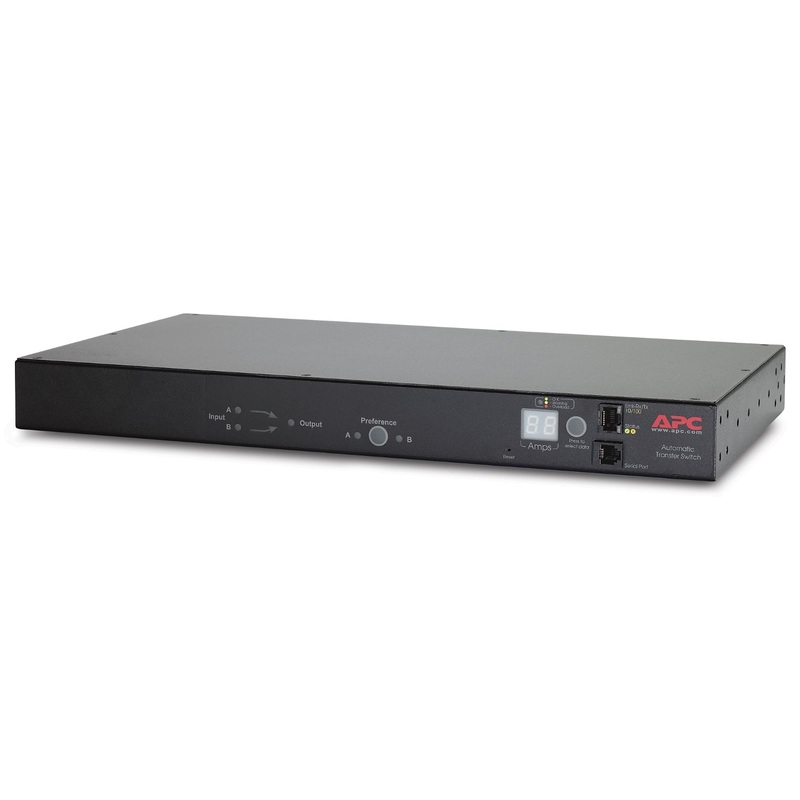 APC Rack Automatic Transfer Switch (ATS) AP7723 | 20A (208V) / 16A (230V) | Dual C20 Input | 8x C13 & 1x C19 Output