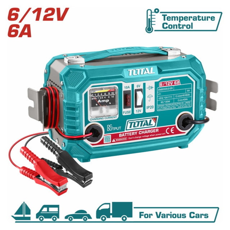 TOTAL Battery charger 6/12V / 40-90A (TBC1501)