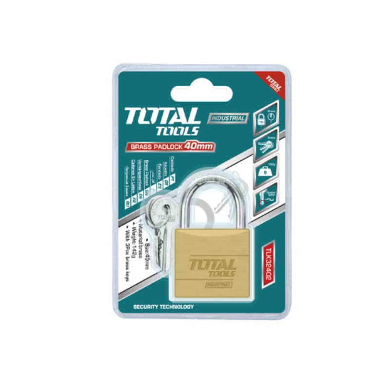 Heavy Duty Brass Padlock 60mm from Total (TLK32602)