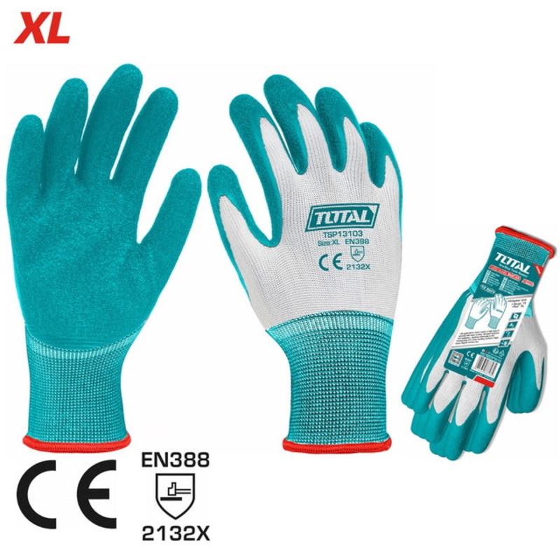 TOTAL Latex Work Gloves Reinforced (TSP13103)