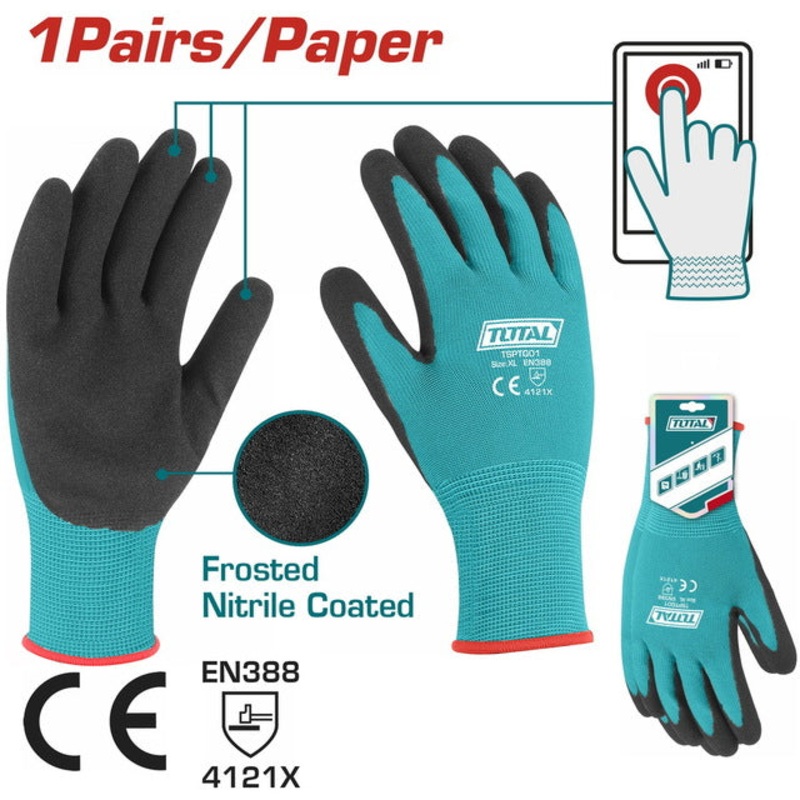 TOTAL Nitrile Frosted Coated Gloves (TSPTG01)