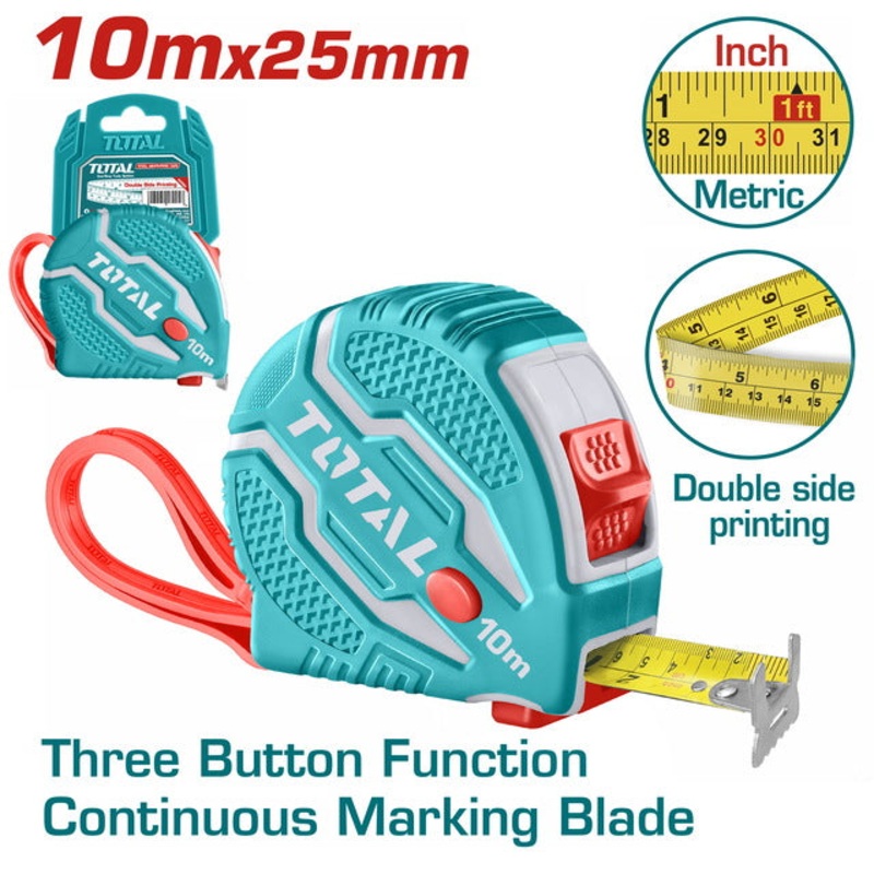 TOTAL STEEL MEASURING TAPE 10m X 25mm (TMT126101)