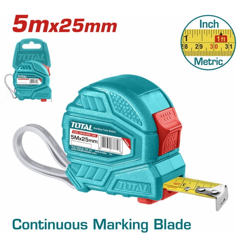 TOTAL STEEL MEASURING TAPE 5m X 25mm (TMT126352)