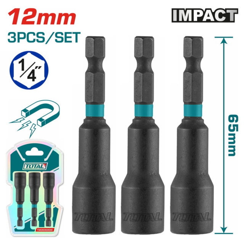 TOTAL 3 Pcs Magnetic Nut Set 12mm (TAC271231)