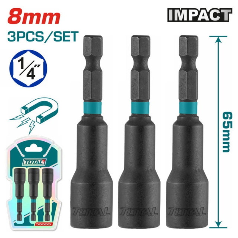 TOTAL 3 Pcs Magnetic Nut Set 8mm (TAC270831)