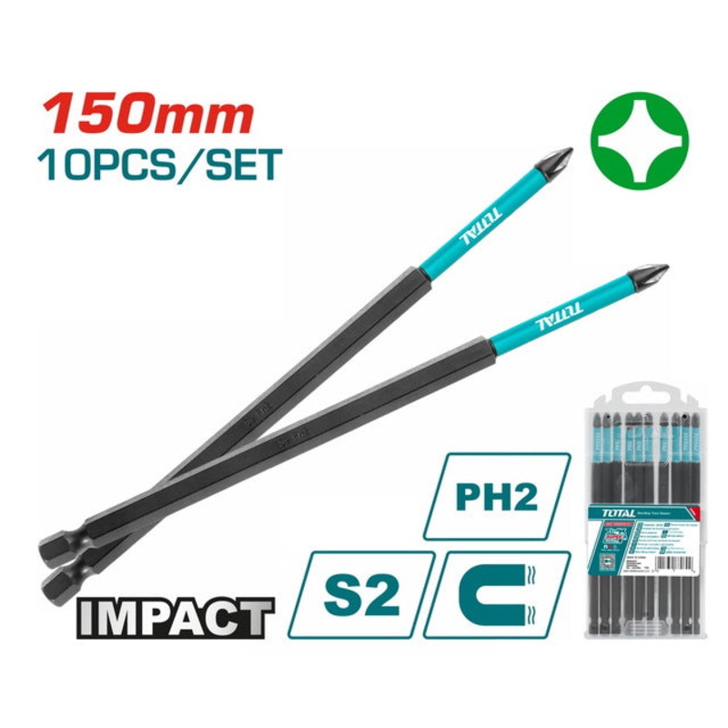 TOTAL IMPACT SCREWDRIVER BIT PH2 150mm (TACIM16PH263)