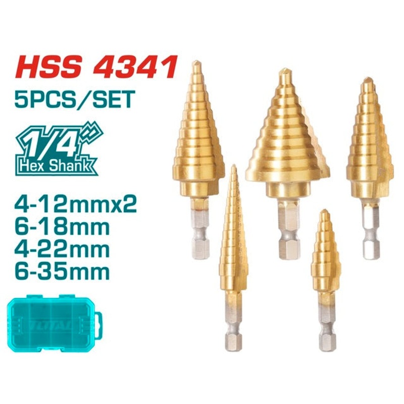 TOTAL Step Drill Bit Set 1/4" (TACSD2051)