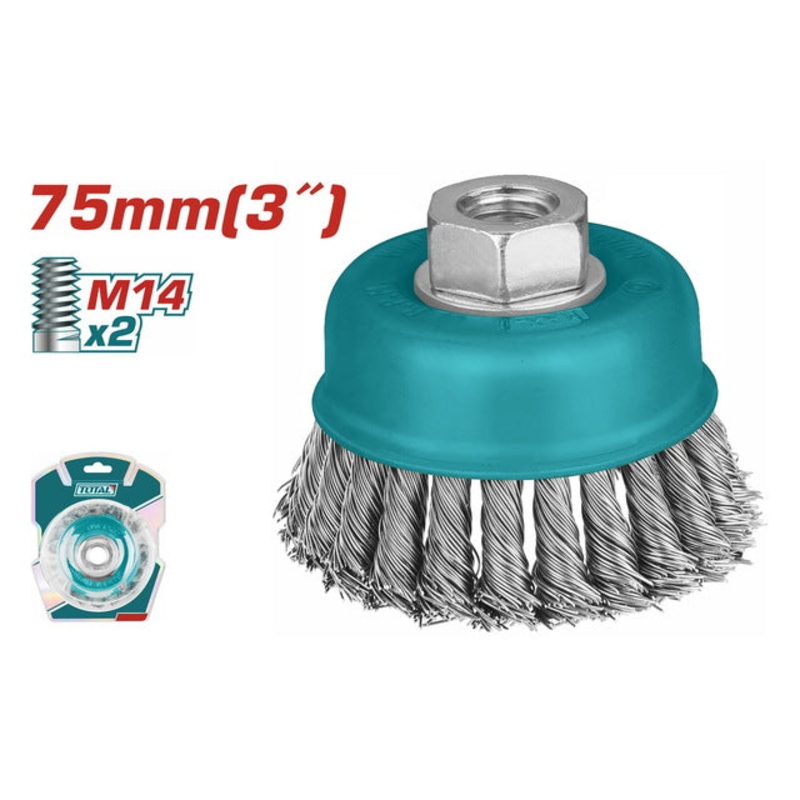TOTAL WIRE CUP TWIST BRUSH 75mm (TAC32031)