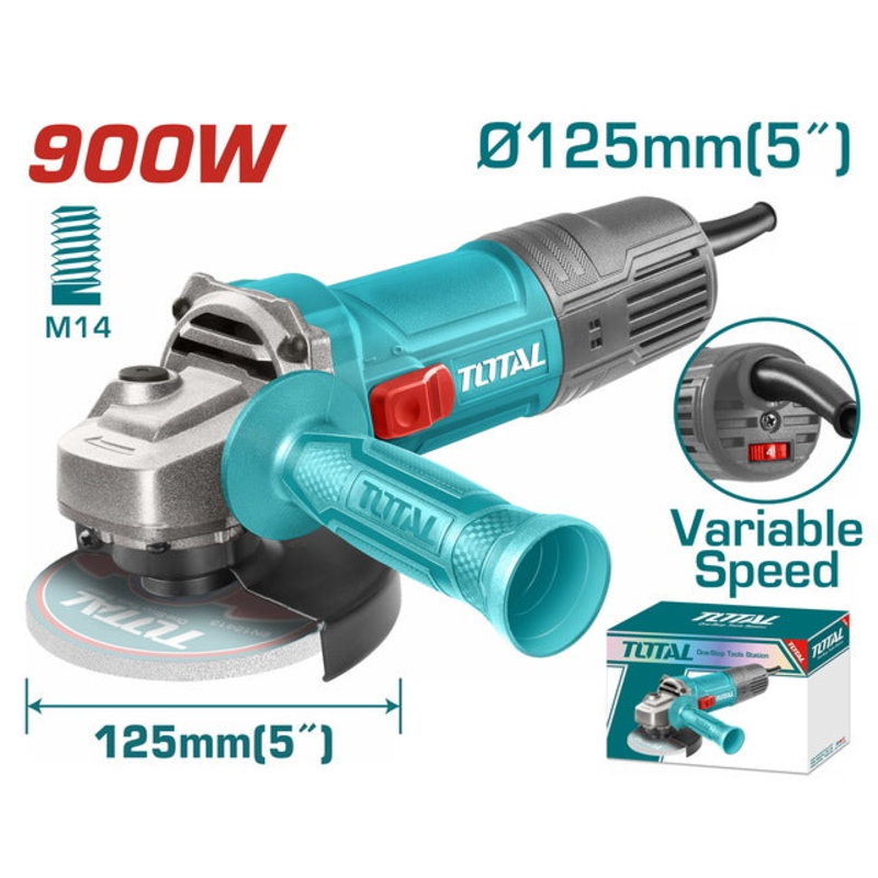 TOTAL ANGLE GRINDER 900W - 125mm WITH ADJUSTABLE SPEED