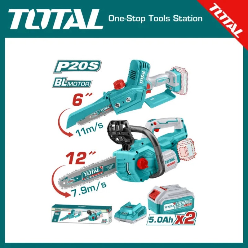 TOTAL Cordless 2 Pcs Chain Saw Combo Kit TOSLI240788