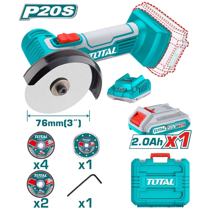 TOTAL Cordless Mini Cut-Off Tool 76mm | 3" - 20V (TAGLI76012)