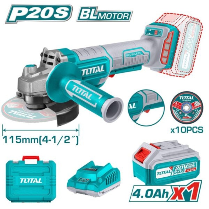 TOTAL Lithium-Ion Angle Grinder (TAGLI211156)