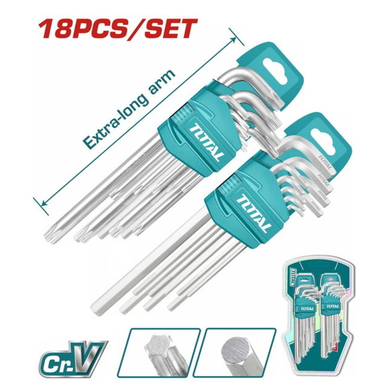 TOTAL SET HEX KEY + TORX KEY 18 PCS (THT106KT0181)