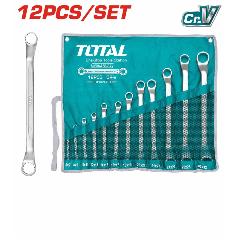 THT1024121 12 Pcs Offset Ring Spanner Set