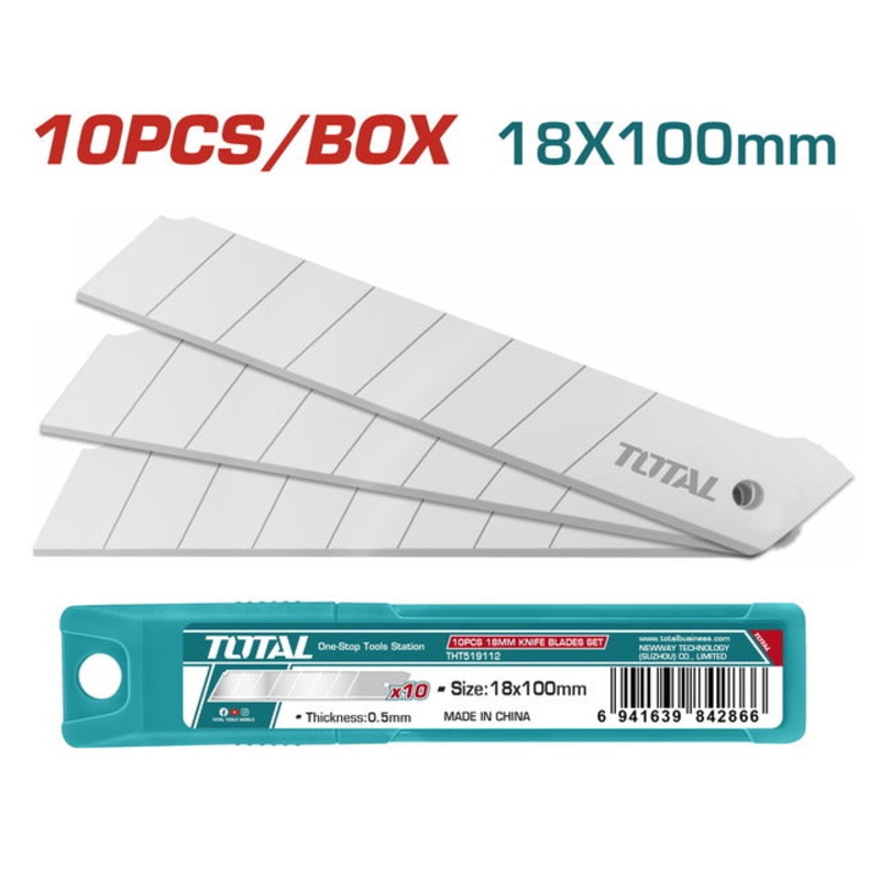 TOTAL 10 Pcs 18mm Knife Blades Set (THT519112)