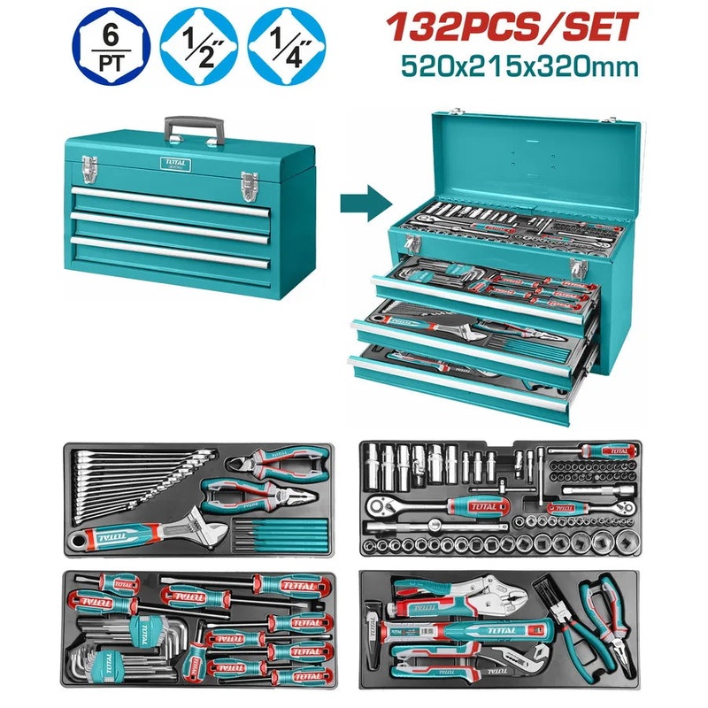 TOTAL 132 Pcs Tools Chest Set (THPTCS71321)