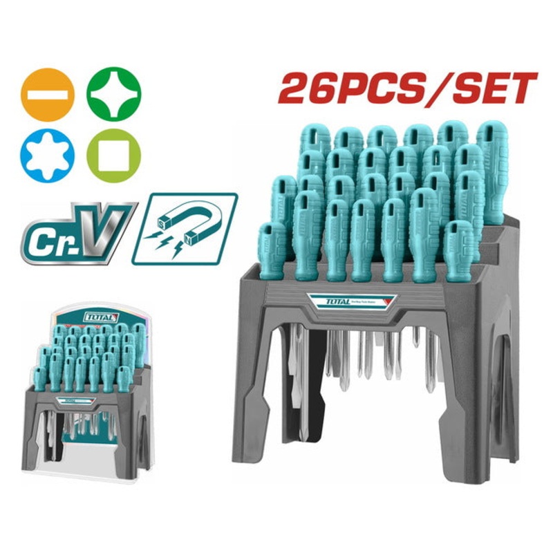 TOTAL 26 Pcs Screwdriver Set (THTDC252601)
