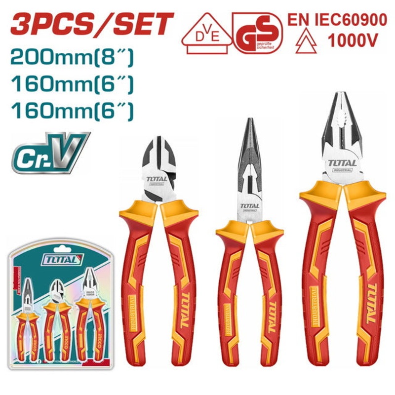 TOTAL 3PCS Insulated Pliers Set 1000V (THT2K0302)