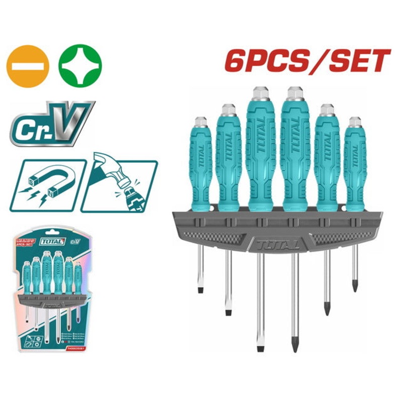 TOTAL 6PCS GO-THROUGH SCREWDRIVER SET (THGSS35061)