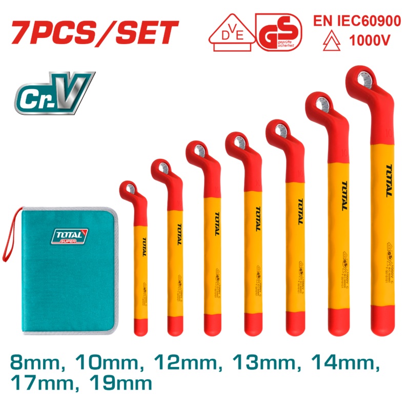 TOTAL 7 Pcs Insulated Ring Wrench Set (THKISPA0702)