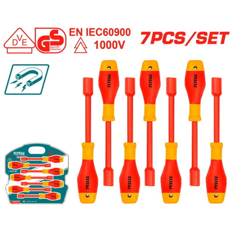 TOTAL 7PCS Insulated Nut Screwdriver Set (THKISD0701)