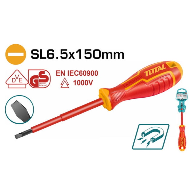 TOTAL INSULATED SCREWDRIVER 1000V 6.5 X 150 (THTIS6150)