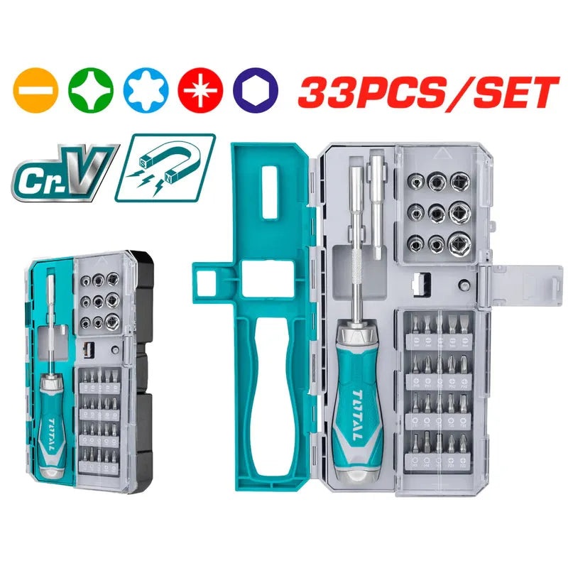 TOTAL TOOLS 33Pcs Ratchet Screwdriver Set - TACSD30336