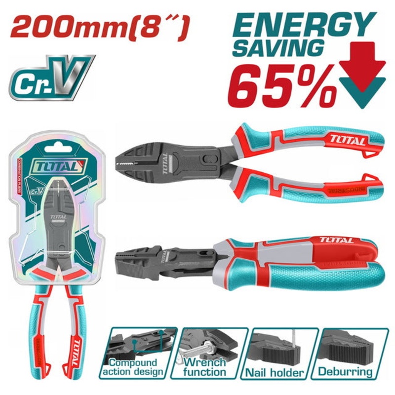 TOTAL Compound Action Combination Pliers 200mm (THTC510806)