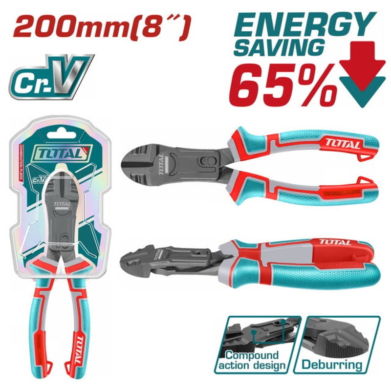 TOTAL Compound action diagonal cutting pliers 200mm (THTC530806)