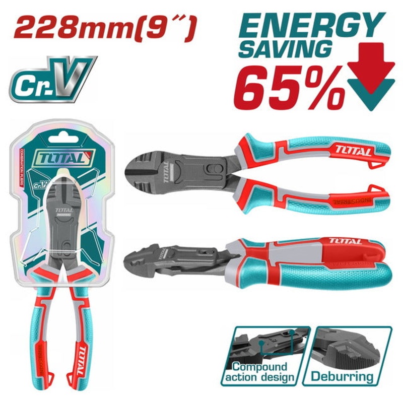 TOTAL Compound Action Diagonal Cutting Pliers 228mm