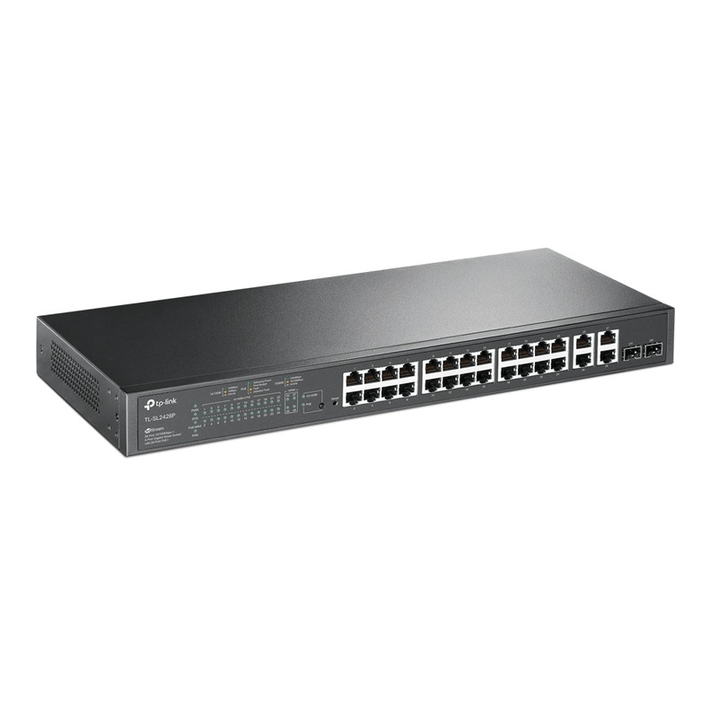 TP-LINK JetStream 24-Port 10/100Mbps + 4-Port Gigabit Smart Switch with 24-Port PoE+ (TL-SL2428P)
