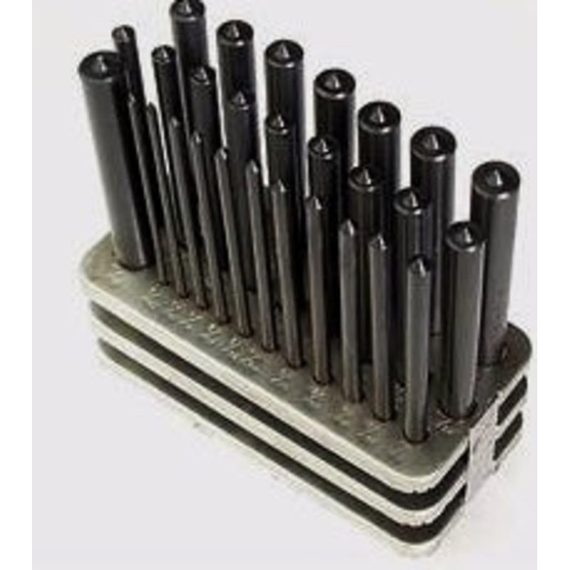 TRANSFER PUNCH SET 28pc       3/32-1/2x64ths + 17/32 size