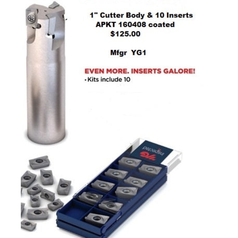 1" APKT160408 End Mill Kit & 10 Inserts