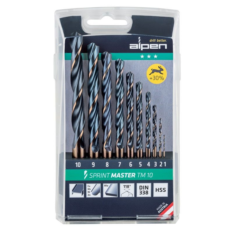 Alpen HSS Sprint Drill Bit Set 10 Piece 1-10 x 1.0mm