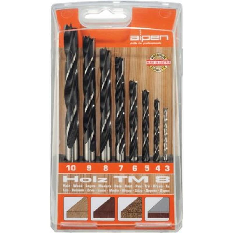 Alpen Wood Drill Bit Set 8 Piece 3-10mm x 1mm