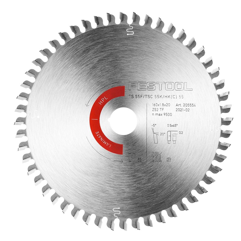 Festool Saw blade LAMINATE/HPL HW 160x1,8x20 TF52 205554