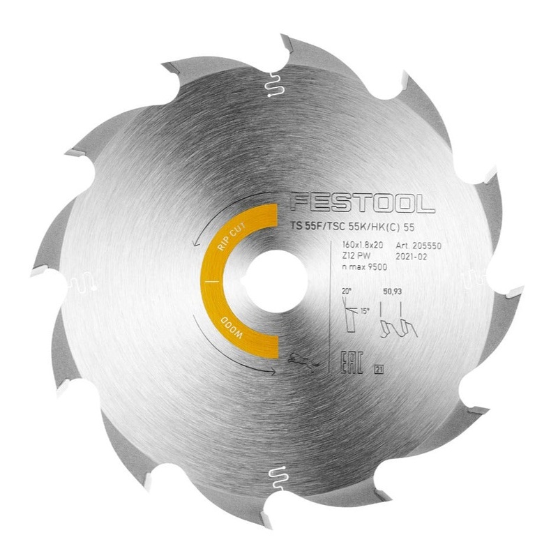 Festool Saw blade WOOD RIP CUT HW 160x1,8x20 PW12 205550