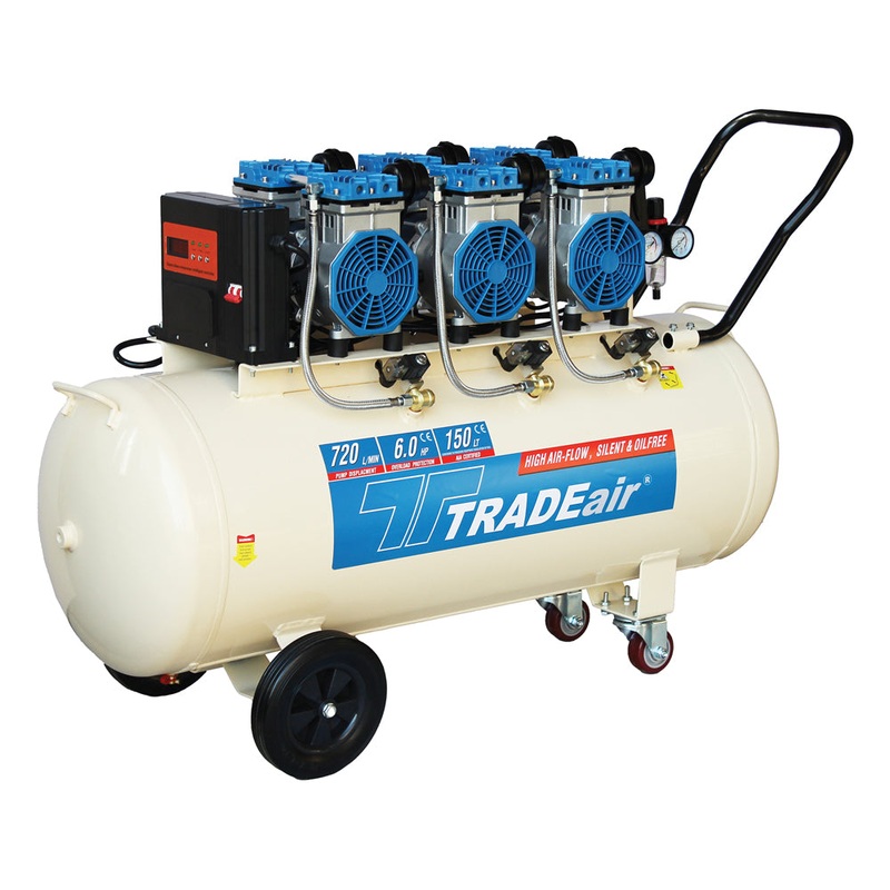 TradeAir 150L / 3,3KW / 4,4HP Silent Oil Free Compressor
