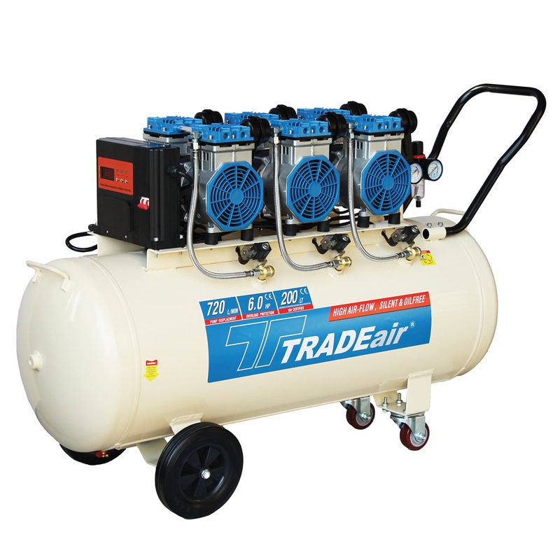 TradeAir 200L/ 3,3KW/ 4,4HP Silent Oil Free Compressor