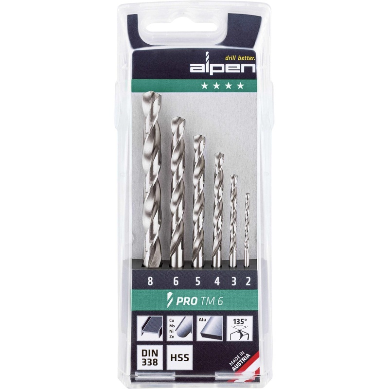 Alpen Hss Pro Drill Bit Set 6 Piece 2 - 8mm 111806100